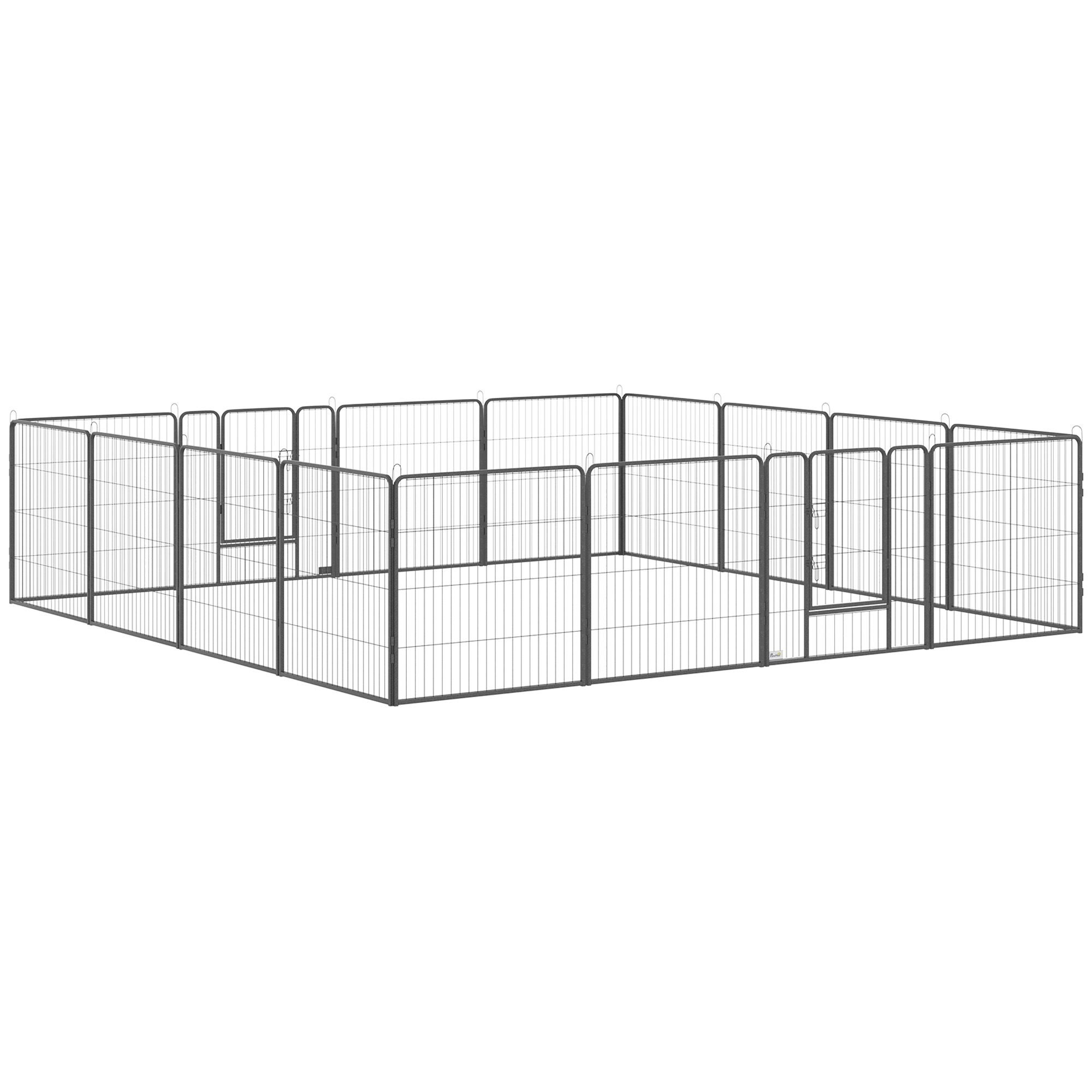 Heavy Duty Pet Playpen, 16 Panels Steel Dog Fence Puppy Exercise Pen with 2 Doors Locking Latch, 31.5" Height Heavy Duty Pet Playpen, 16 Panels Steel Dog Fence Puppy Exercise Pen with 2 Doors Locking Latch, 31.5" Height